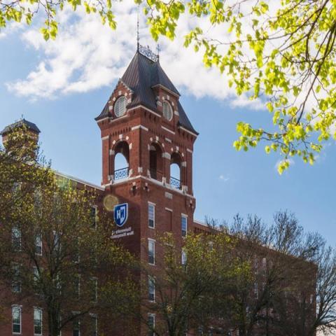 UNH Manchester millyard building exterior in the spring